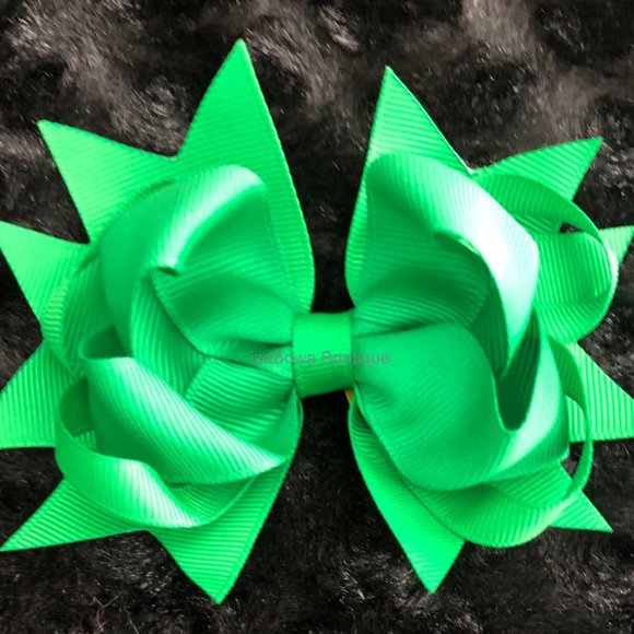 Green 5" Deluxe Bow   HANDCRAFTED  (2) - Picture 3 of 3